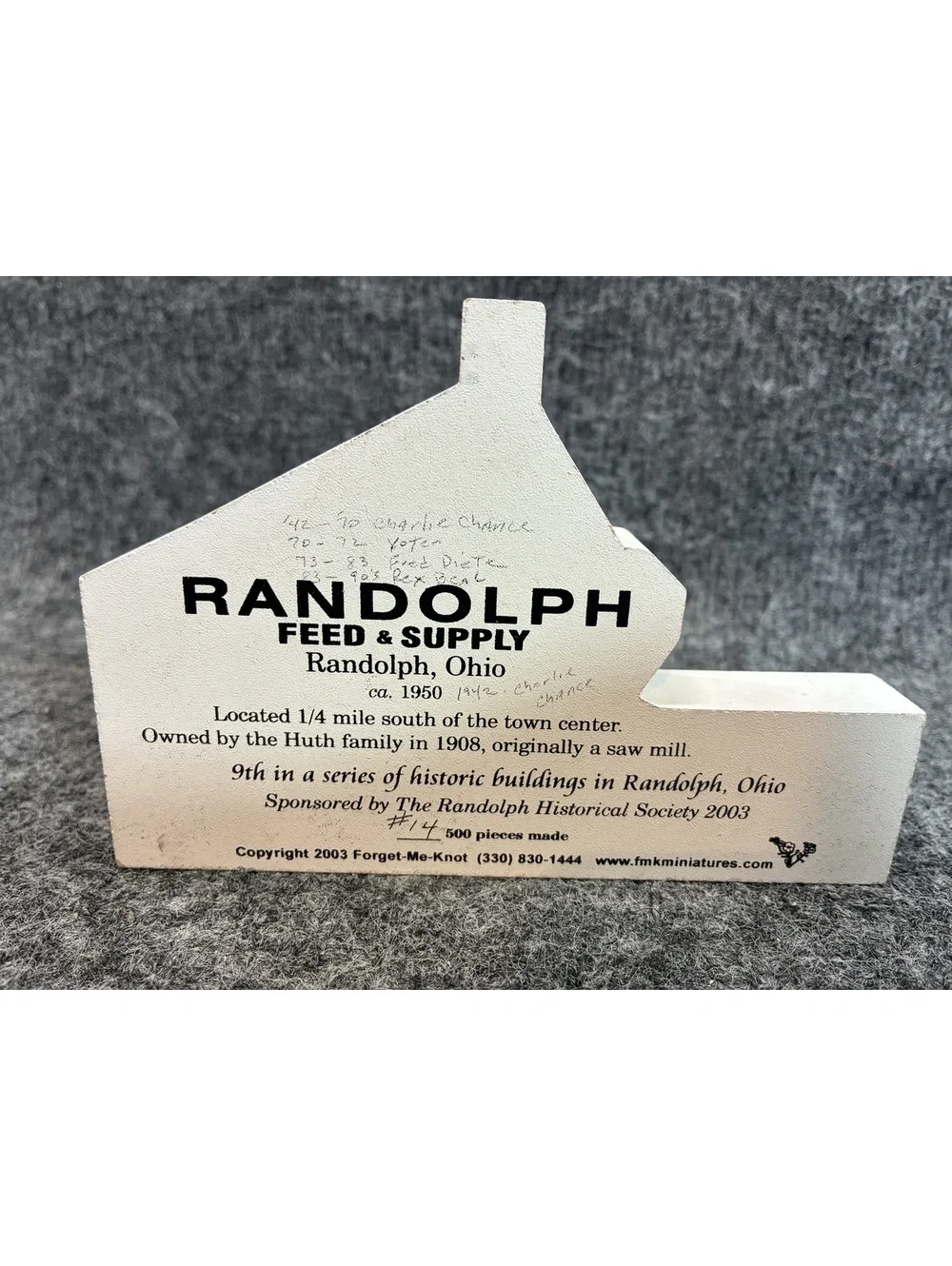 Forget-Me-Knot Randolph Feed Supply Miniature Building Collectible 2003 Numbered
